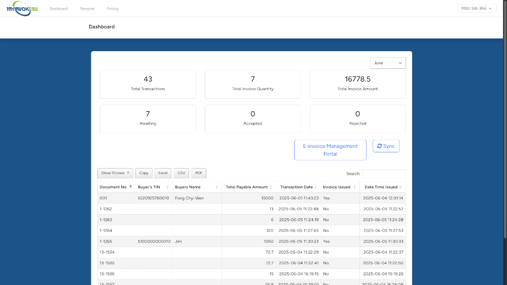 myinvoice2u dashboard