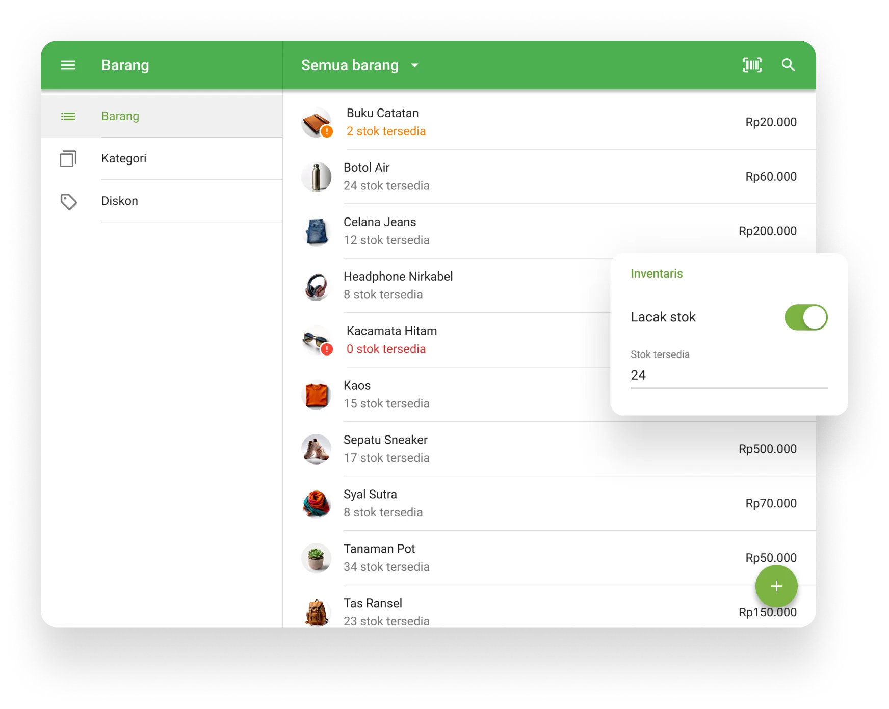 Pengelolaan persediaan with Loyverse POS app